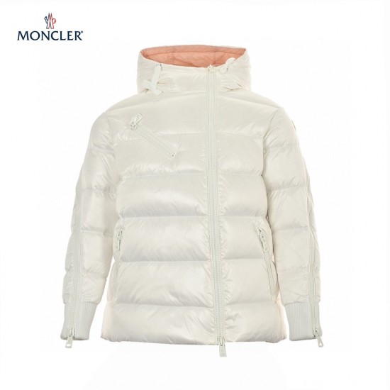 Moncler Oversized Puffer Lange Ermer Short Dunjakker Hvit Strøk Størrelse 0-3 