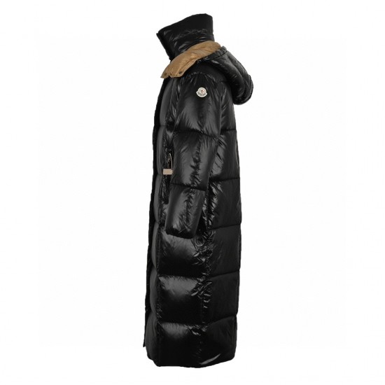 Moncler Parnaiba Quilted Hooded Long Dunjakker Svart Brun Størrelse 0-3 